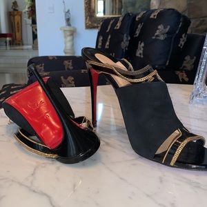 Christian Louboutin suede red bottom heels